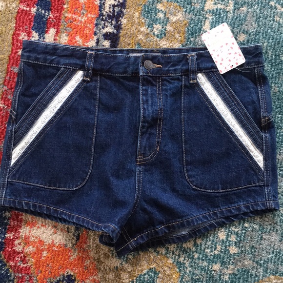 Free People Pants - FREE PEOPLE High Waist Dark Denim Shorts